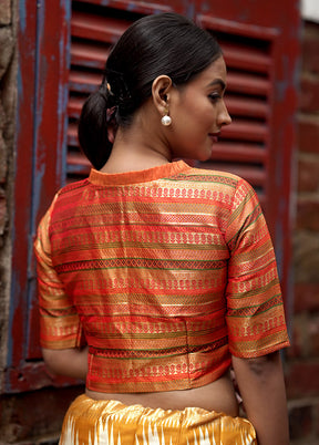 Orange Brocade Designer Blouse - Indian Silk House Agencies