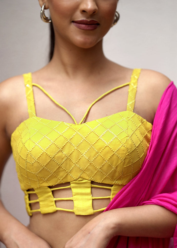 Yellow Georgette Designer Blouse - Indian Silk House Agencies