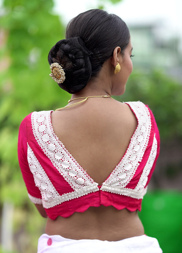 Pink Pure Silk Designer Blouse - Indian Silk House Agencies
