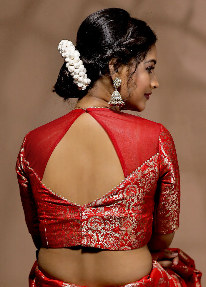 Red Brocade Designer Blouse - Indian Silk House Agencies