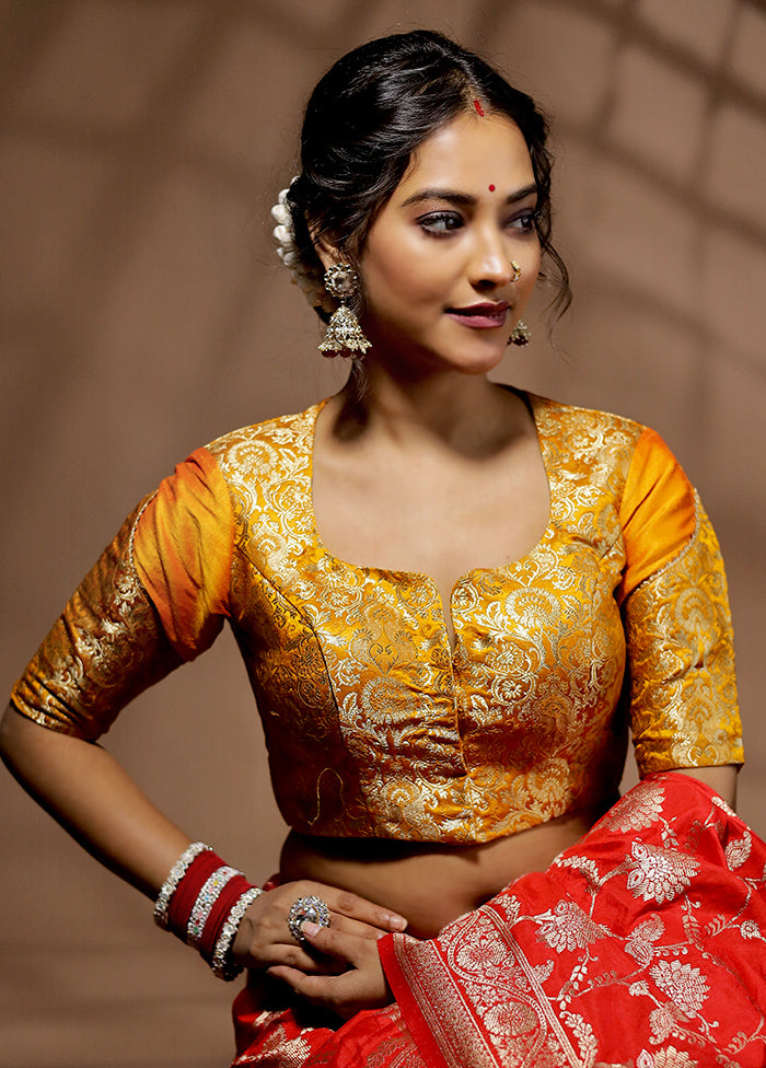 Mustard Brocade Designer Blouse - Indian Silk House Agencies
