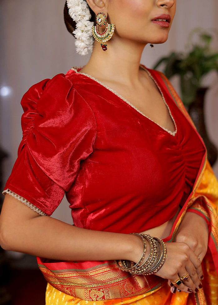Red Velvet Designer Blouse - Indian Silk House Agencies
