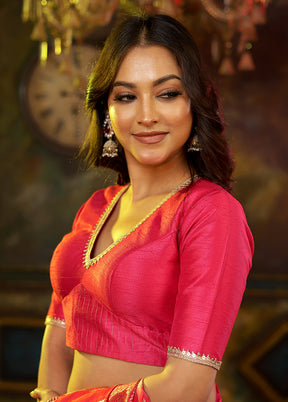 Pink Dupion Silk Designer Blouse - Indian Silk House Agencies