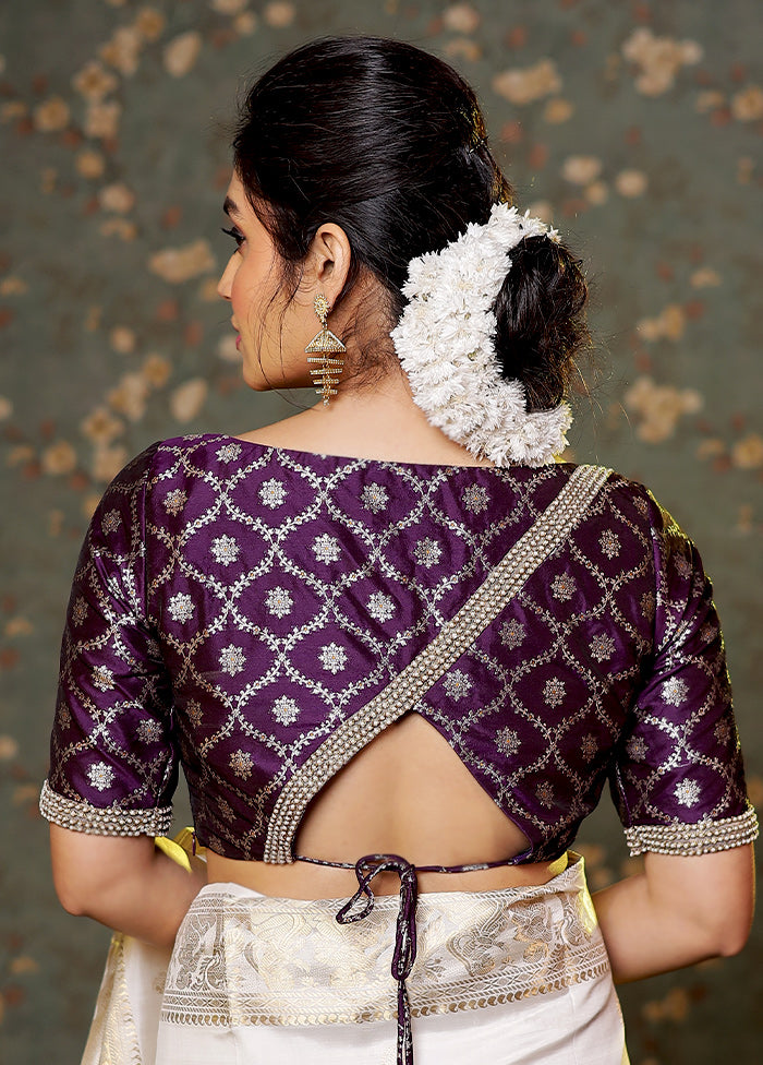 Purple Brocade Designer Blouse - Indian Silk House Agencies
