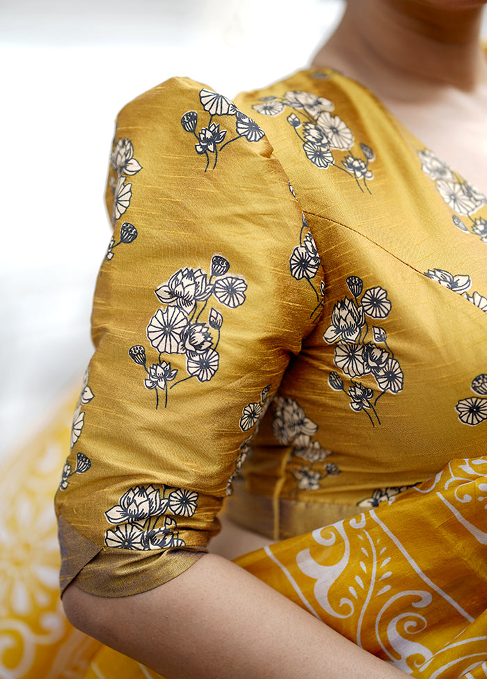 Mustard Dupion Silk Designer Blouse - Indian Silk House Agencies