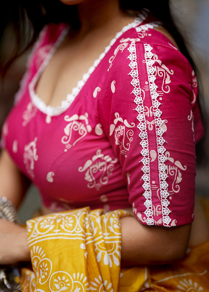 Pink Cotton Silk Designer Blouse - Indian Silk House Agencies
