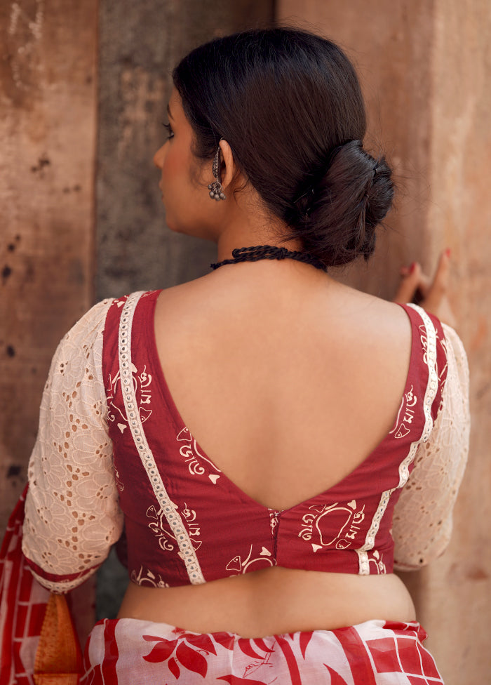 Maroon Cotton Silk Designer Blouse - Indian Silk House Agencies