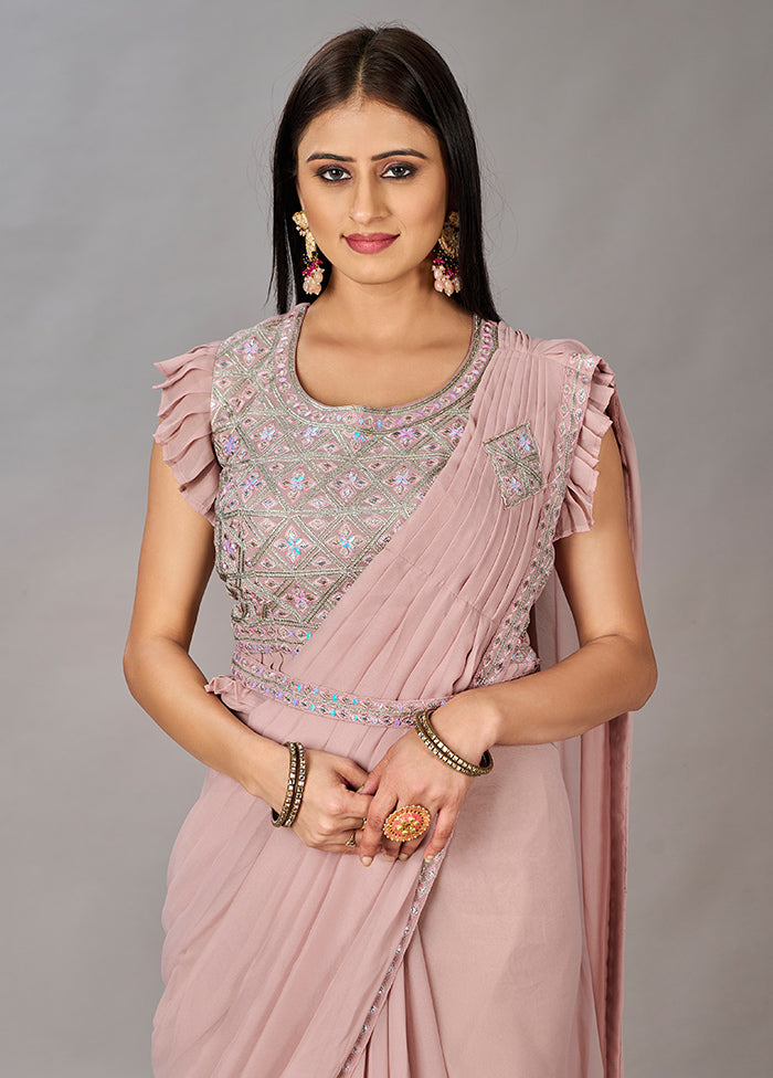 Light Pink Georgette Saree With Blouse Piece - Indian Silk House Agencies