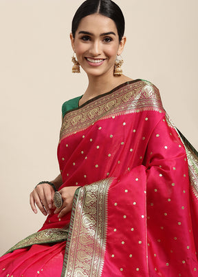 Pink Dupion Silk Saree With Blouse Piece - Indian Silk House Agencies