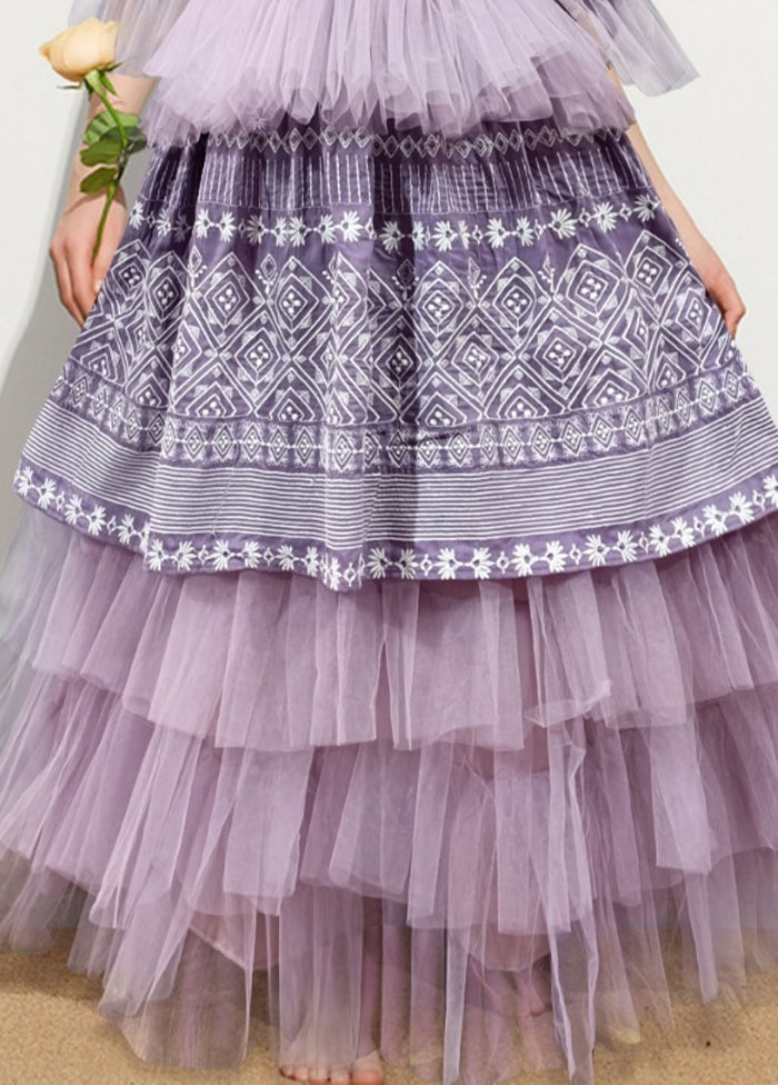 Purple Muslin With Soft Net Indian Dress - Indian Silk House Agencies