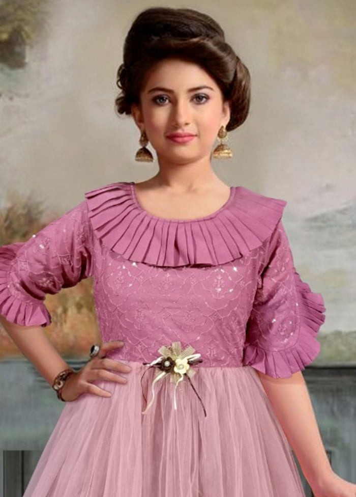 Pink Rayon And Soft Net Indian Dress - Indian Silk House Agencies