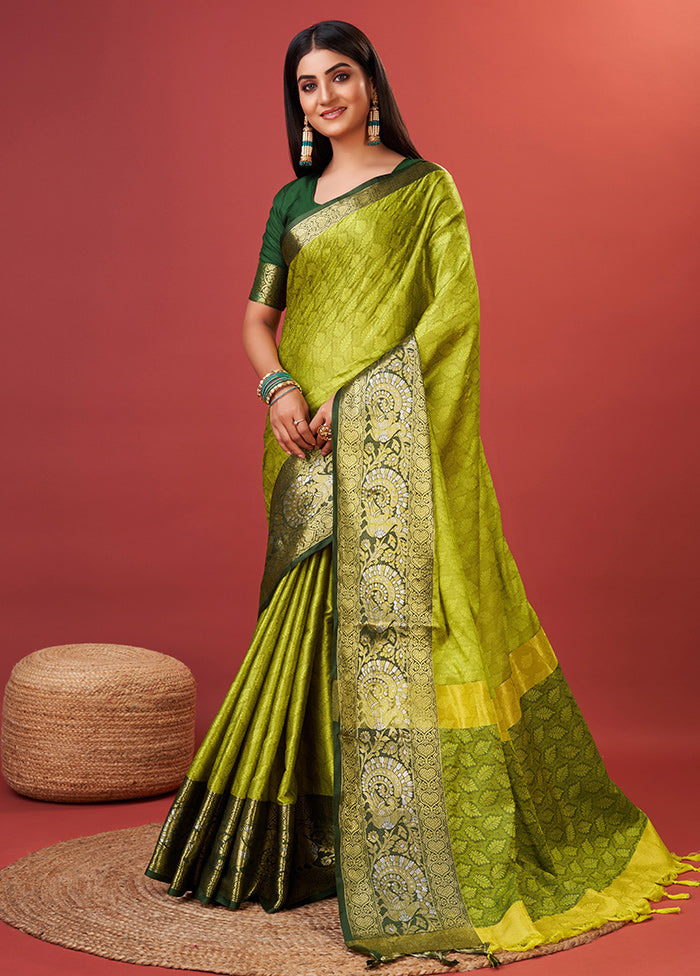 Lemon Cotton Saree With Blouse Piece - Indian Silk House Agencies