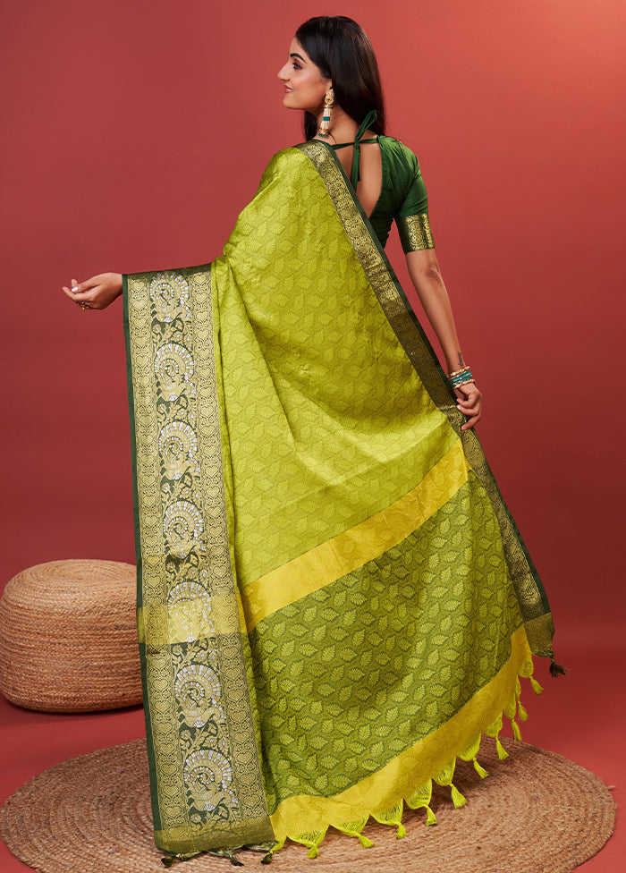 Lemon Cotton Saree With Blouse Piece - Indian Silk House Agencies