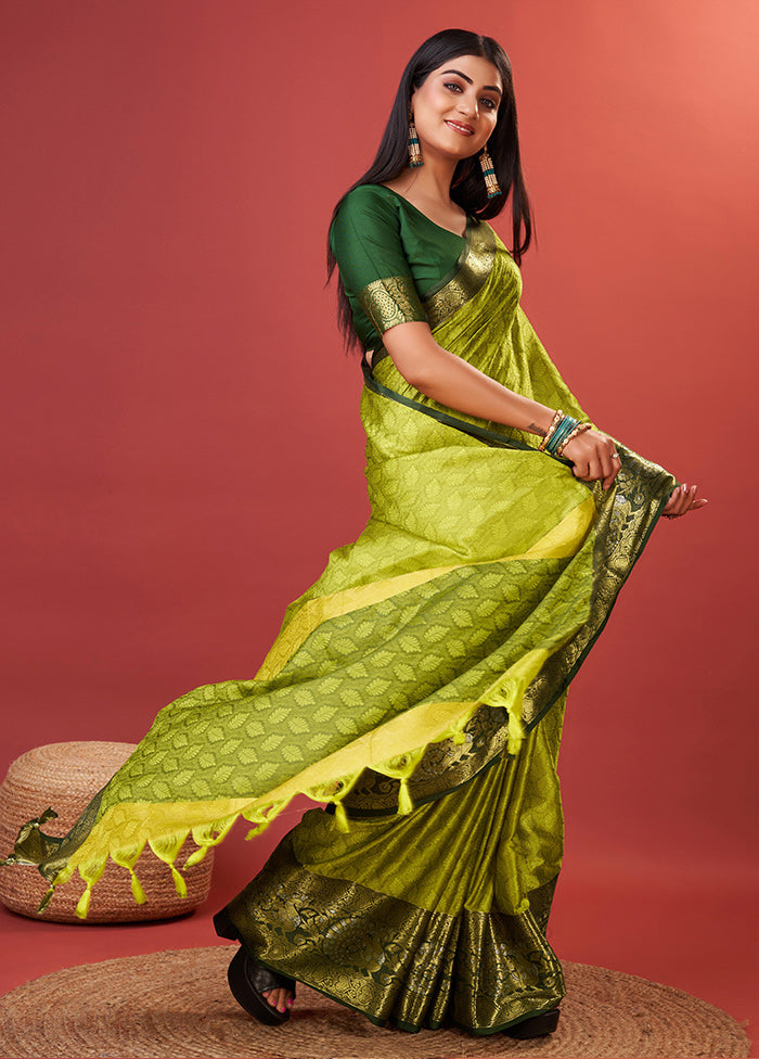 Lemon Cotton Saree With Blouse Piece - Indian Silk House Agencies