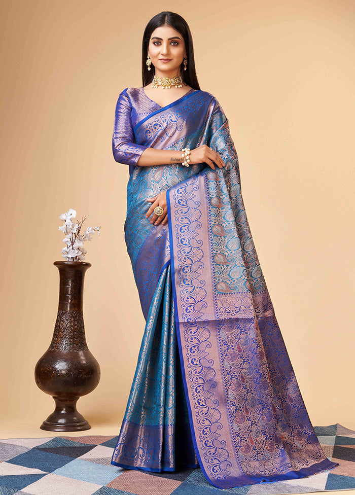 Firoza Dupion Silk Saree With Blouse Piece - Indian Silk House Agencies