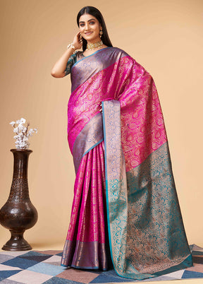 Pink Dupion Silk Saree With Blouse Piece - Indian Silk House Agencies