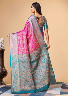 Pink Dupion Silk Saree With Blouse Piece - Indian Silk House Agencies