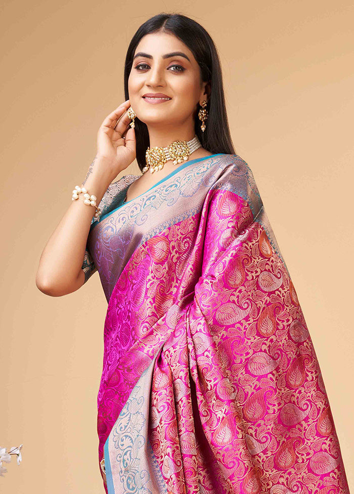 Pink Dupion Silk Saree With Blouse Piece - Indian Silk House Agencies