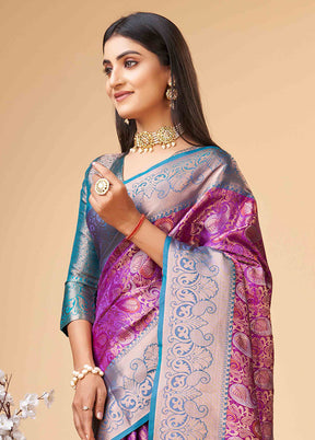 Wine Dupion Silk Saree With Blouse Piece - Indian Silk House Agencies