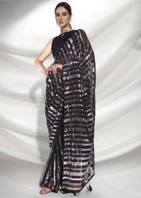 Black Georgette Saree With Blouse Piece - Indian Silk House Agencies