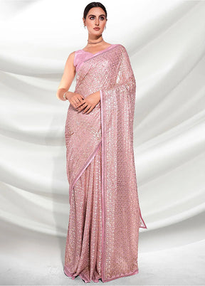 Pink Georgette Saree With Blouse Piece - Indian Silk House Agencies