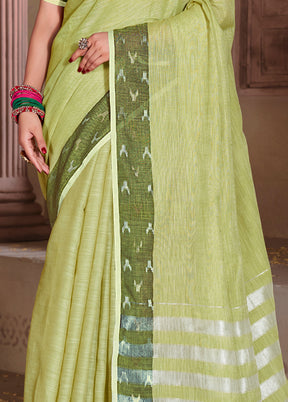 Light Green Silk Saree With Blouse Piece - Indian Silk House Agencies