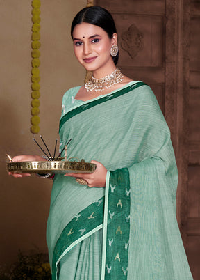 Sea Green Silk Saree With Blouse Piece - Indian Silk House Agencies