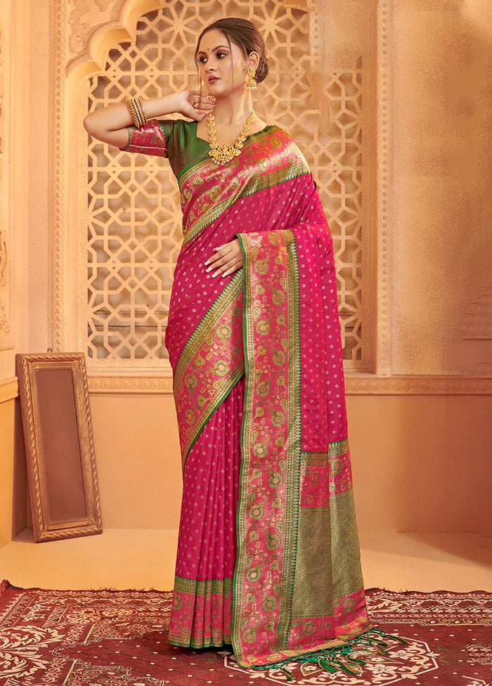 Pink Spun Silk Saree With Blouse Piece - Indian Silk House Agencies