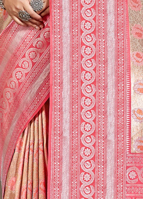 Pink Kanjivaram Silk Saree With Blouse Piece - Indian Silk House Agencies