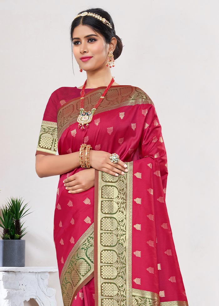 Pink Spun Silk Saree With Blouse Piece - Indian Silk House Agencies