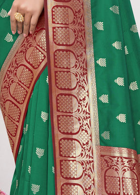 Dark Green Spun Silk Saree With Blouse Piece - Indian Silk House Agencies