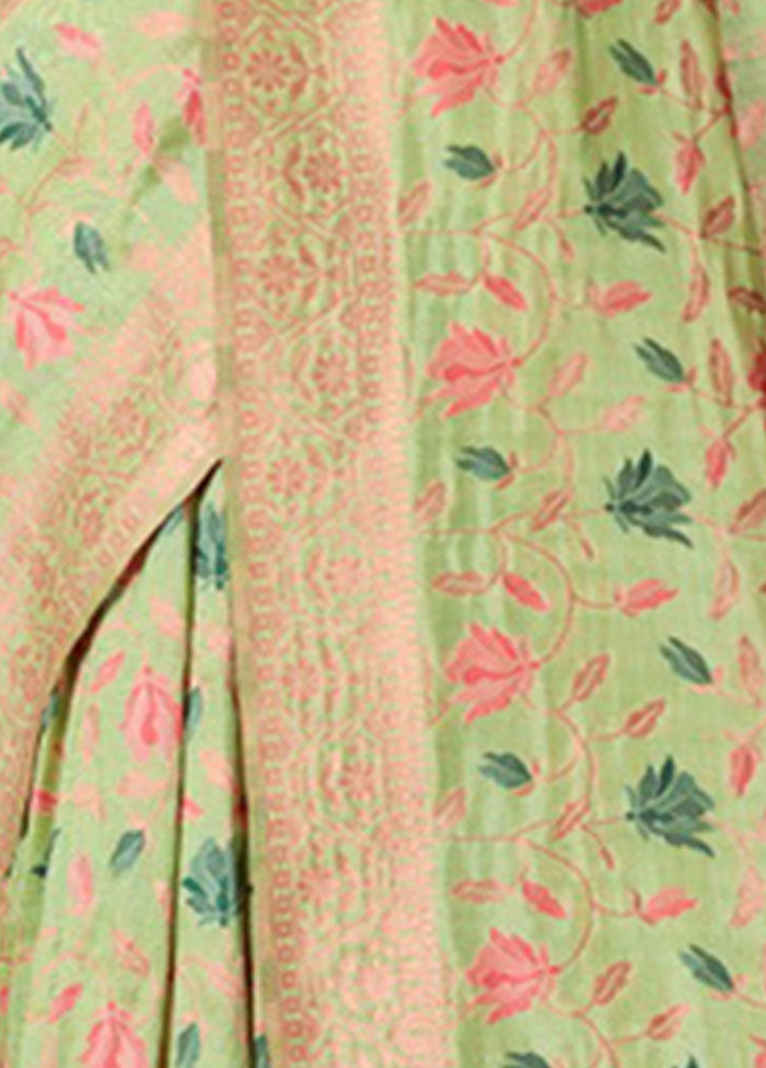 Light Green Spun Silk Saree With Blouse Piece - Indian Silk House Agencies