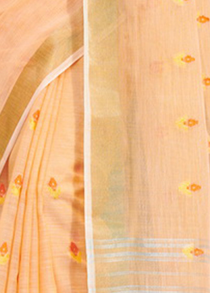 Peach Spun Silk Saree With Blouse Piece - Indian Silk House Agencies