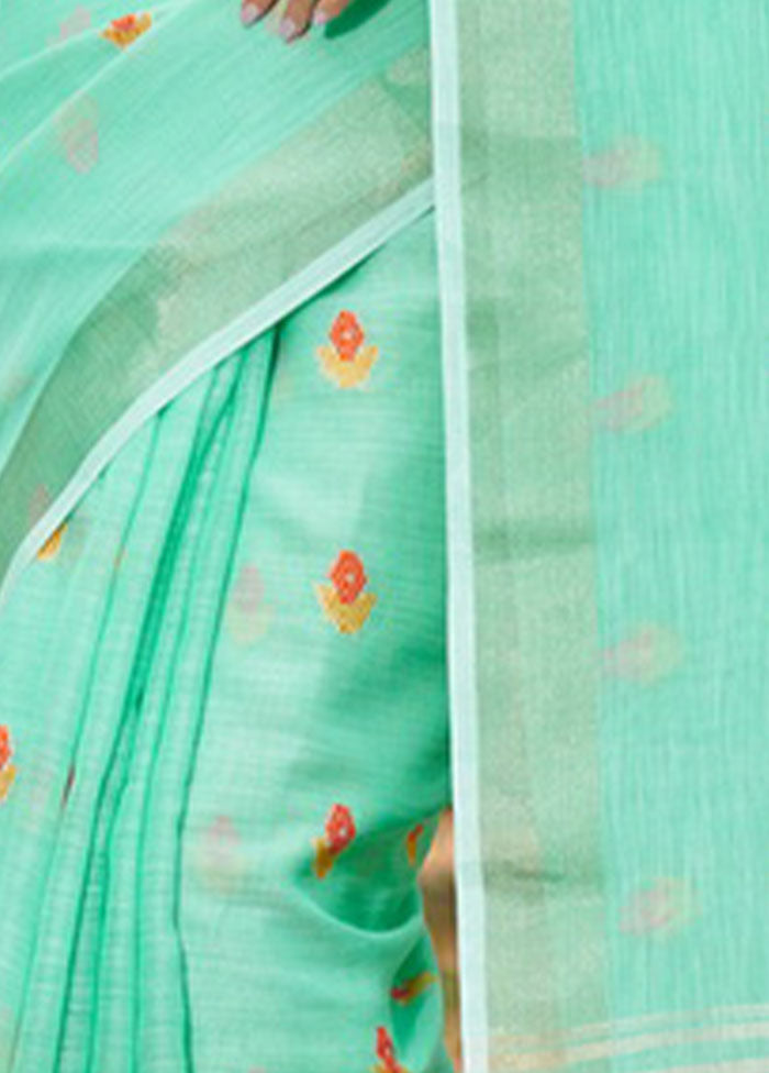 Sea Green Spun Silk Saree With Blouse Piece - Indian Silk House Agencies