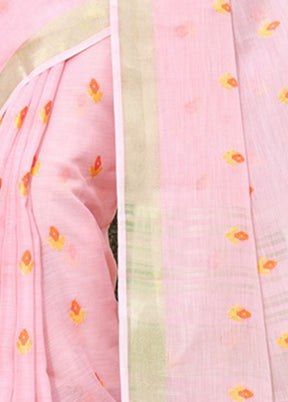 Light Pink Spun Silk Saree With Blouse Piece - Indian Silk House Agencies