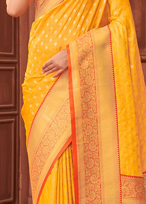 Yellow Spun Silk Saree With Blouse Piece - Indian Silk House Agencies