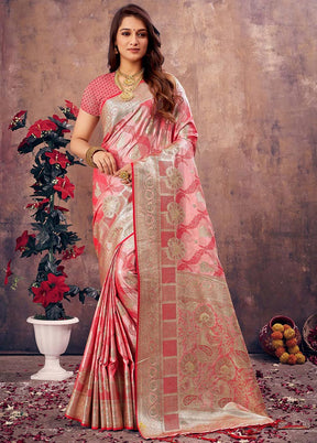 Pink South Silk Saree With Blouse Piece - Indian Silk House Agencies