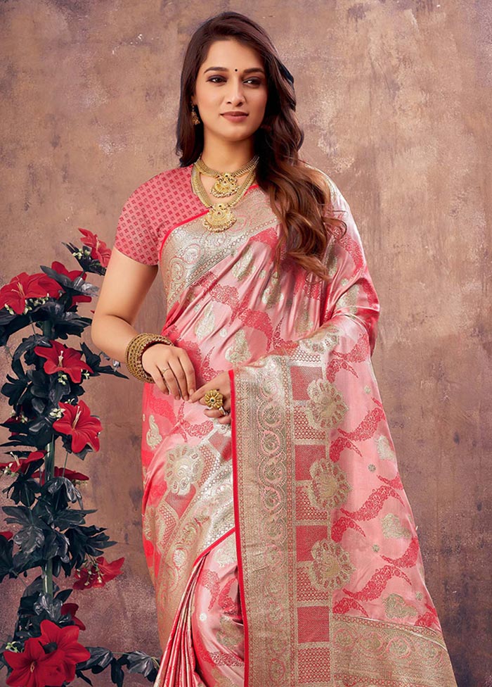 Pink South Silk Saree With Blouse Piece - Indian Silk House Agencies