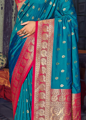 Sky Blue Spun Silk Saree With Blouse Piece - Indian Silk House Agencies