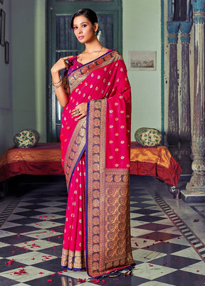 Magenta Spun Silk Saree With Blouse Piece - Indian Silk House Agencies