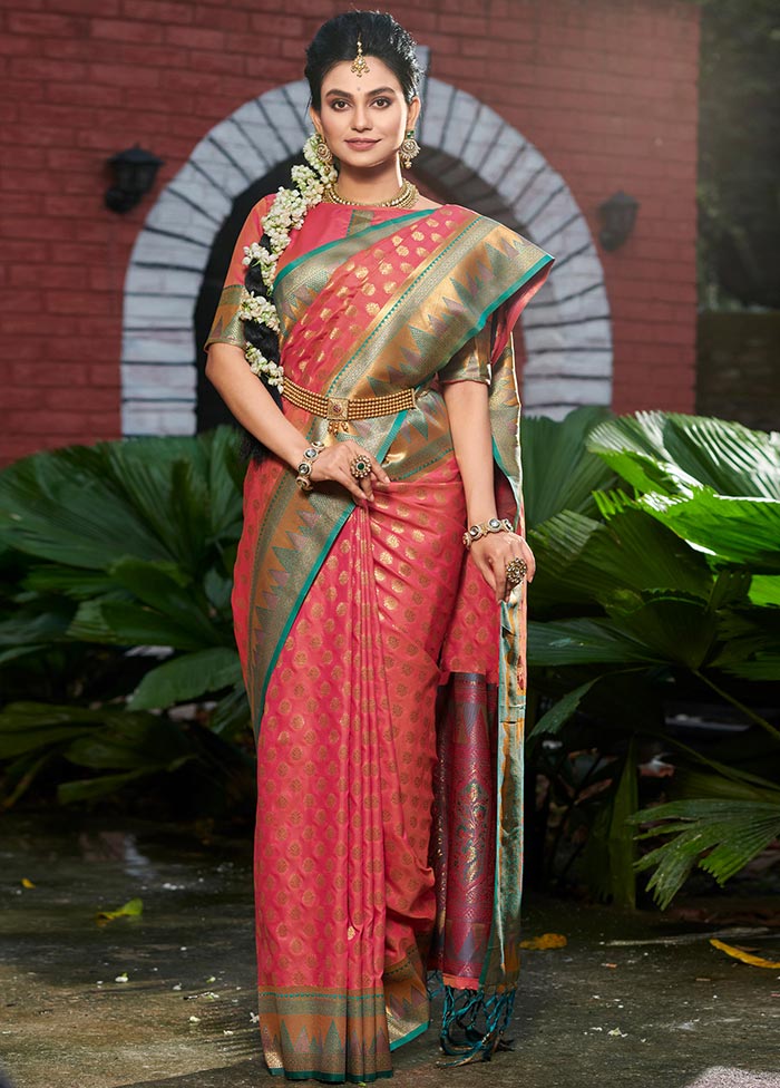 Pink Spun Silk Saree With Blouse Piece - Indian Silk House Agencies