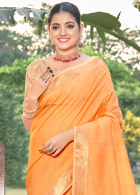 Orange Cotton Saree With Blouse Piece - Indian Silk House Agencies