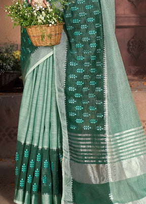 Sea Green Cotton Saree With Blouse Piece - Indian Silk House Agencies