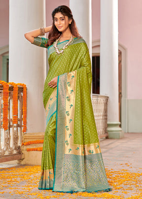 Light Green Spun Silk Saree With Blouse Piece - Indian Silk House Agencies