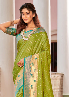 Light Green Spun Silk Saree With Blouse Piece - Indian Silk House Agencies