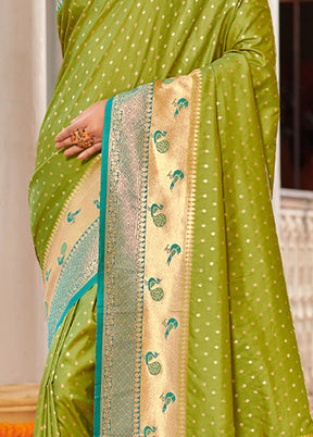 Light Green Spun Silk Saree With Blouse Piece - Indian Silk House Agencies