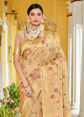 Cream Spun Silk Saree With Blouse Piece - Indian Silk House Agencies