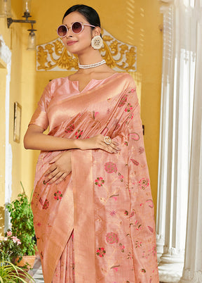 Light Pink Spun Silk Saree With Blouse Piece - Indian Silk House Agencies