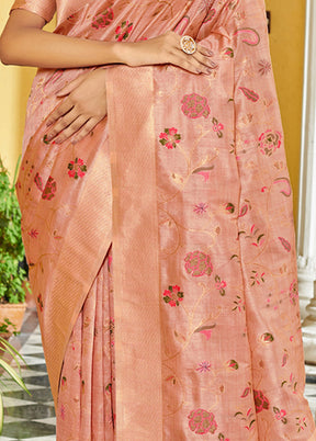 Light Pink Spun Silk Saree With Blouse Piece - Indian Silk House Agencies