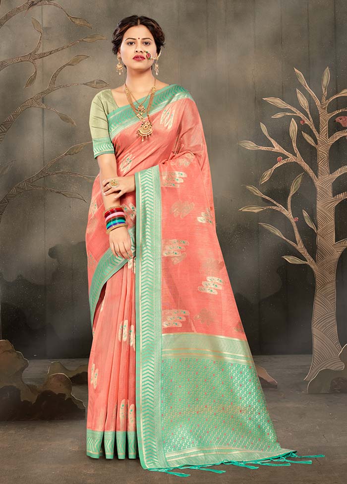 Pink Cotton Saree With Blouse Piece - Indian Silk House Agencies